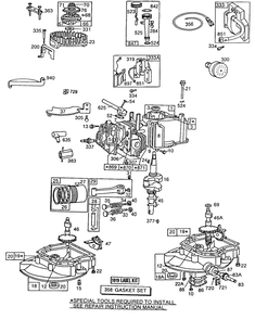 Cylinder,sump Bases,oil Fill Diagram and Parts List for 112982-3912-XX  Briggs and Stratton Engine